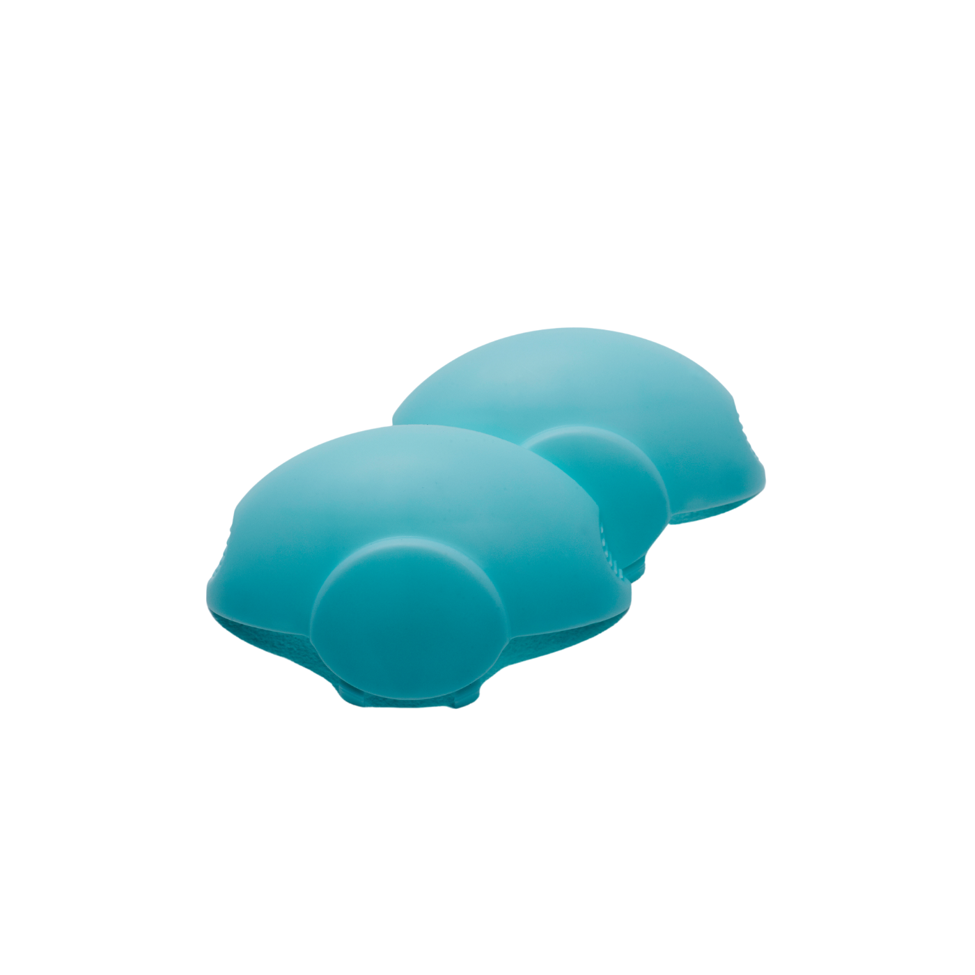 A pair of blue coloured end caps.