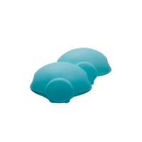 A pair of blue coloured end caps.