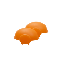 A pair of orange coloured end caps.