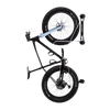 A black Steadyrack Classic Fat Bike Rack with a fat bike mounted on it, showcasing the rack's ability to hold bicycles with wide tyres.