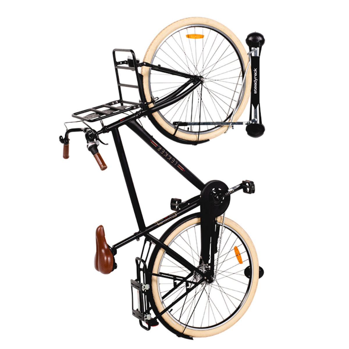 A Classic Fender Rack storing a fender bike vertically.