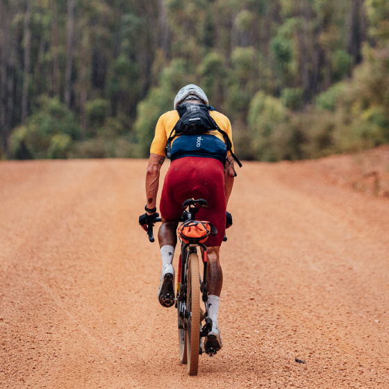 A gravel cyclist