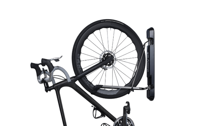 Bicycle wall mount with a bike attached on a white background
